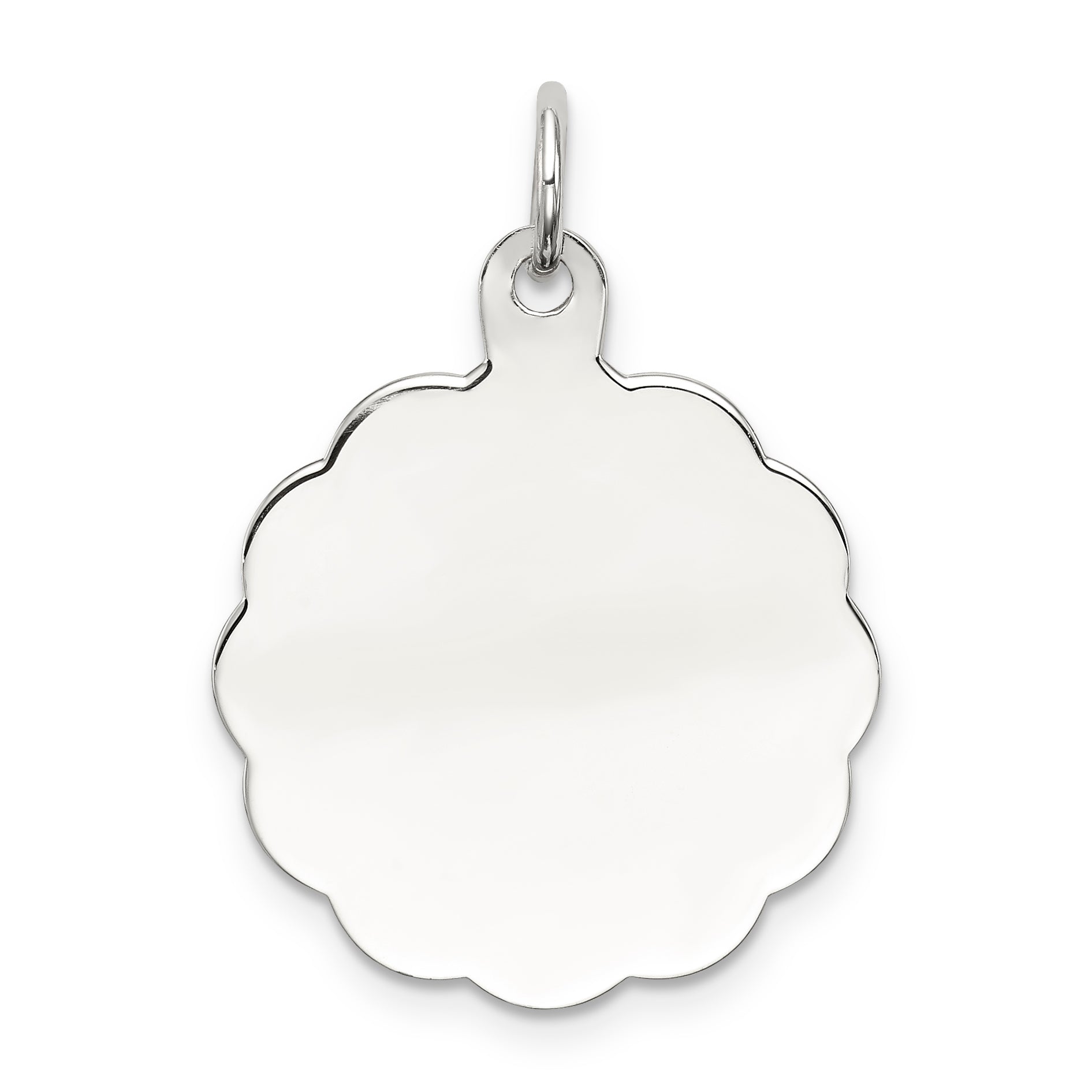 Sterling Silver Rh-plt Engraveable Polished Front/Satin Back Disc Charm Main image