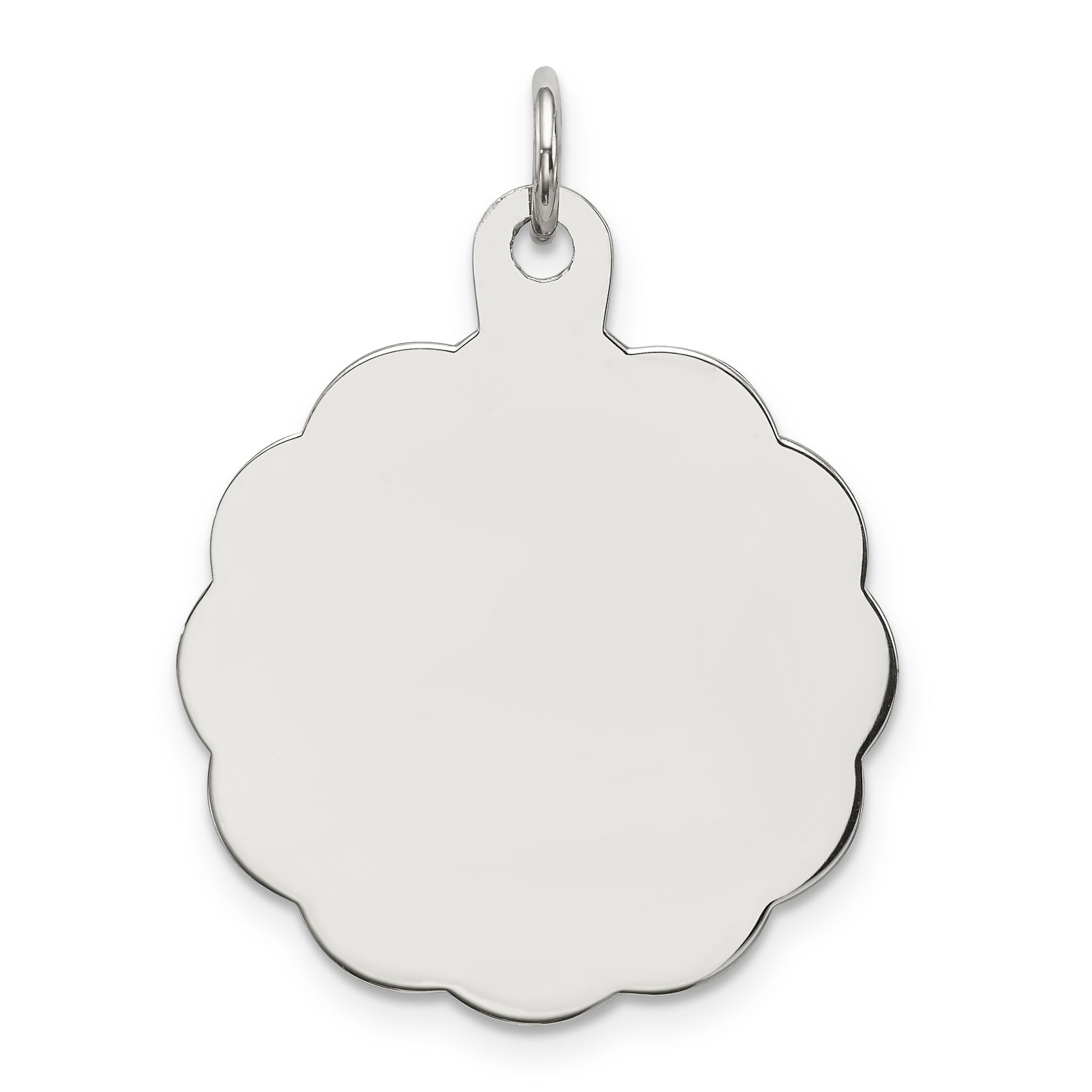 Sterling Silver Rh-plt Engraveable Polished Front/Satin Back Disc Charm Main image