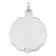 Sterling Silver Rh-plt Engraveable Polished Front/Satin Back Disc Charm