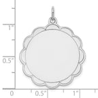 Sterling Silver Rh-plt Engraveable Polished Front/Satin Back Disc Charm