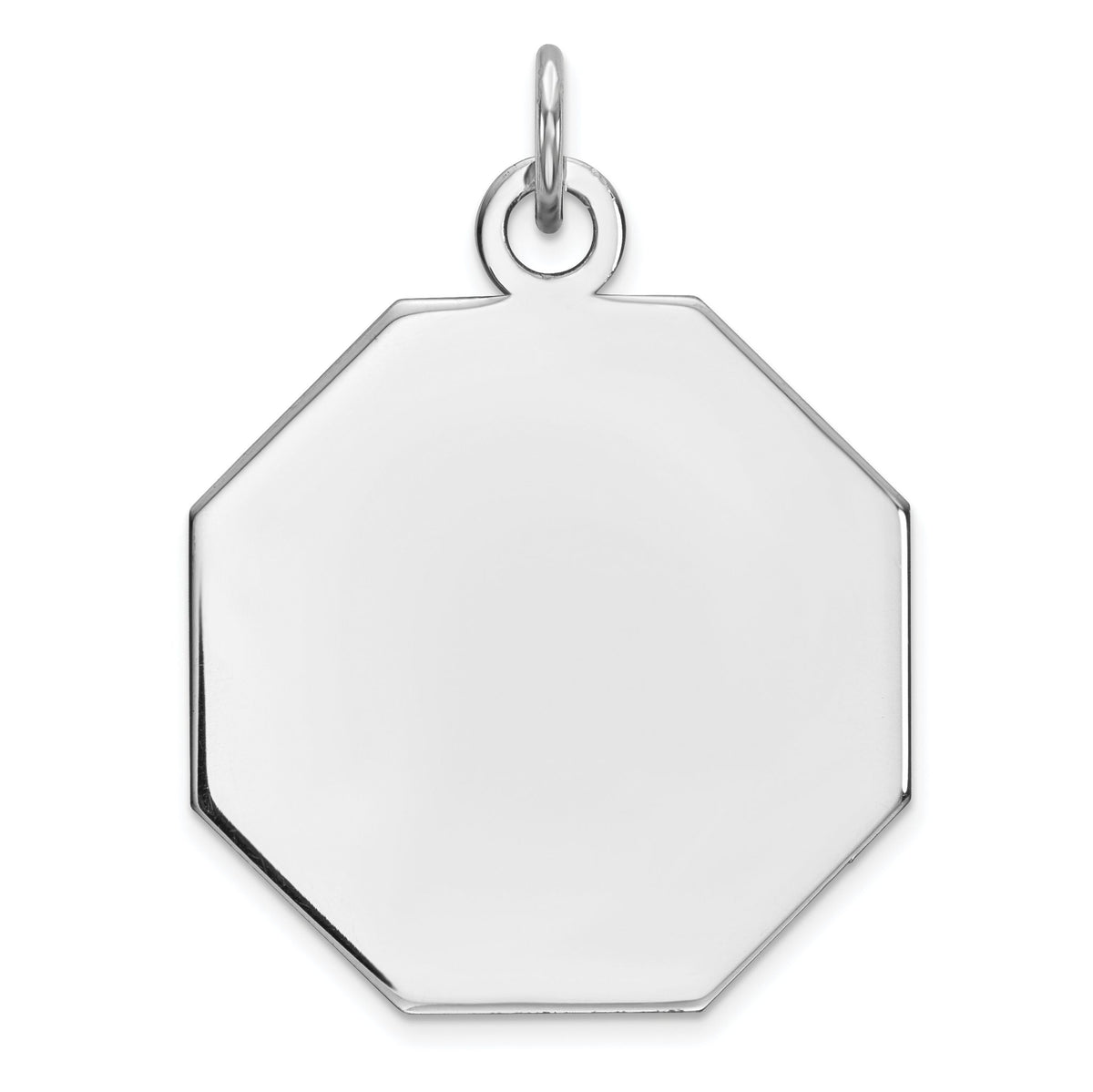Engravable Octagon Disc Charm in Sterling Silver, Polished - Sophia Jewelers Main image