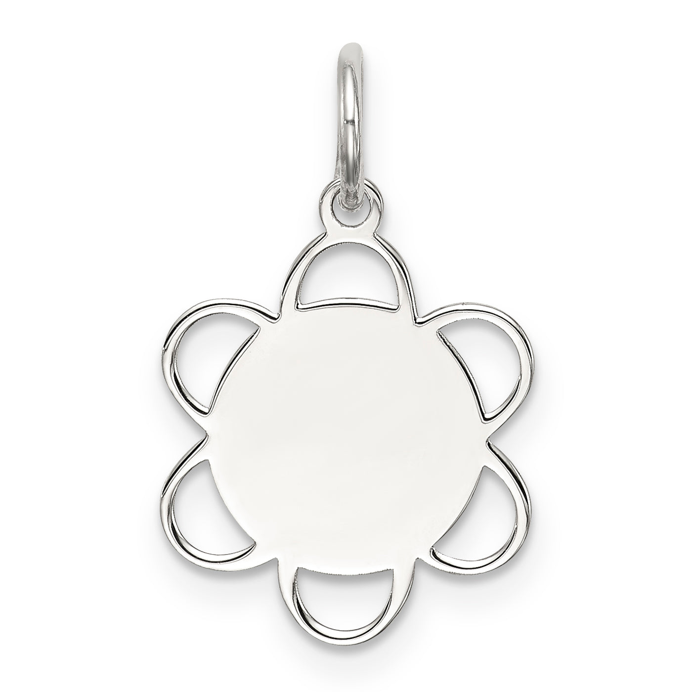 Sterling Silver Rhodium-plated Engraveable Disc Charm