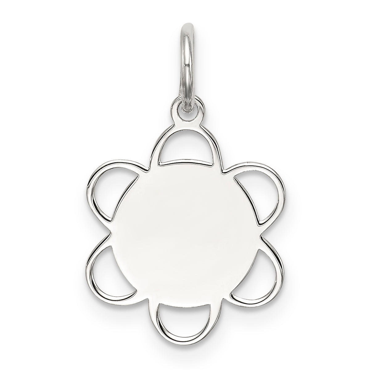 Sterling Silver Rhodium-plated Engraveable Disc Charm