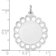 Sterling Silver Rh-plt Engraveable Polished Front/Satin Back Disc Charm