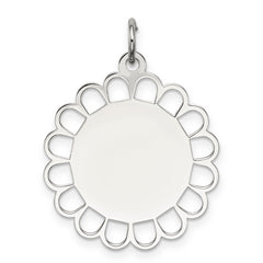 Sterling Silver Rh-plt Engraveable Polished Front/Satin Back Disc Charm