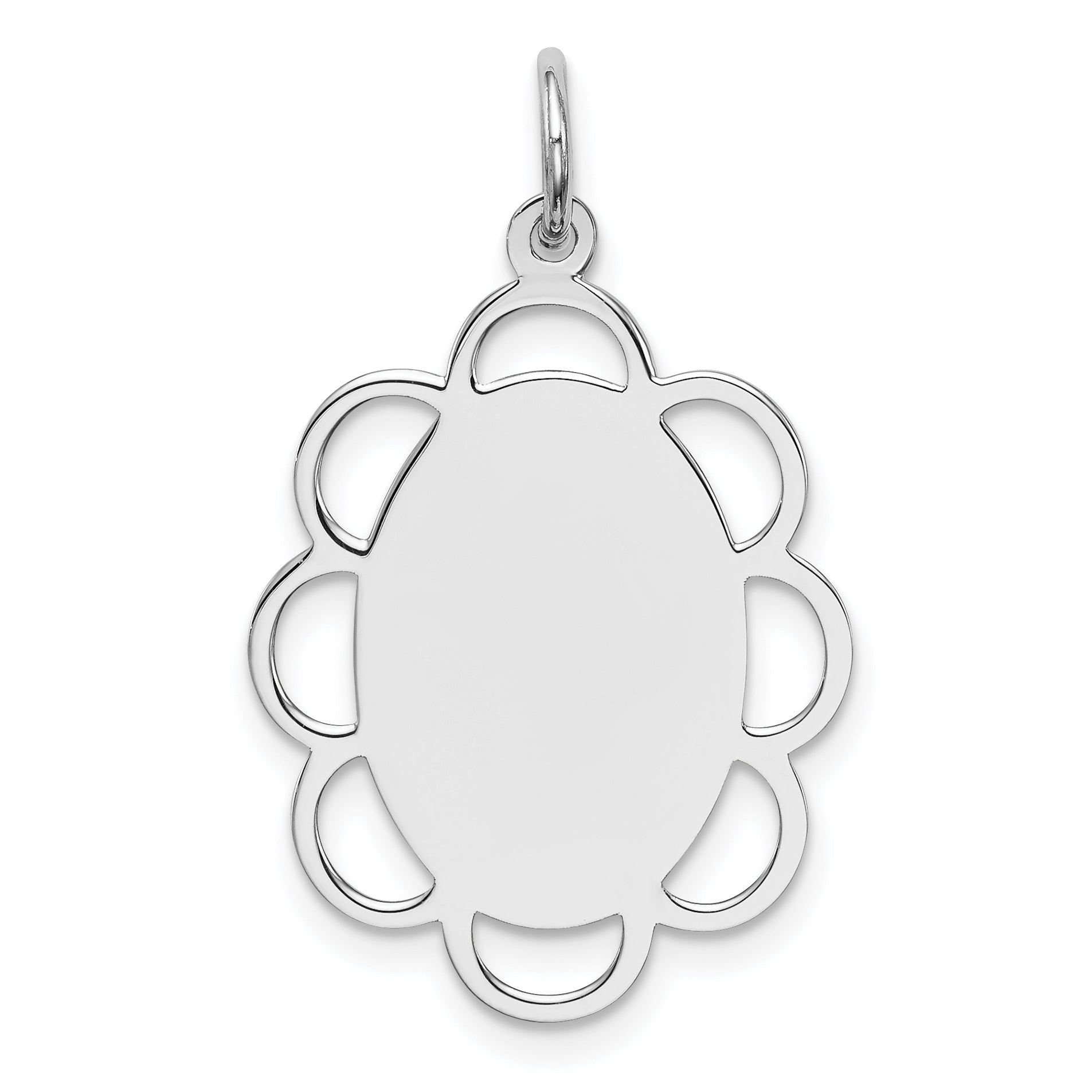 Sterling Silver Rh-plt Engraveable Polished Front/Satin Back Disc Charm Main image