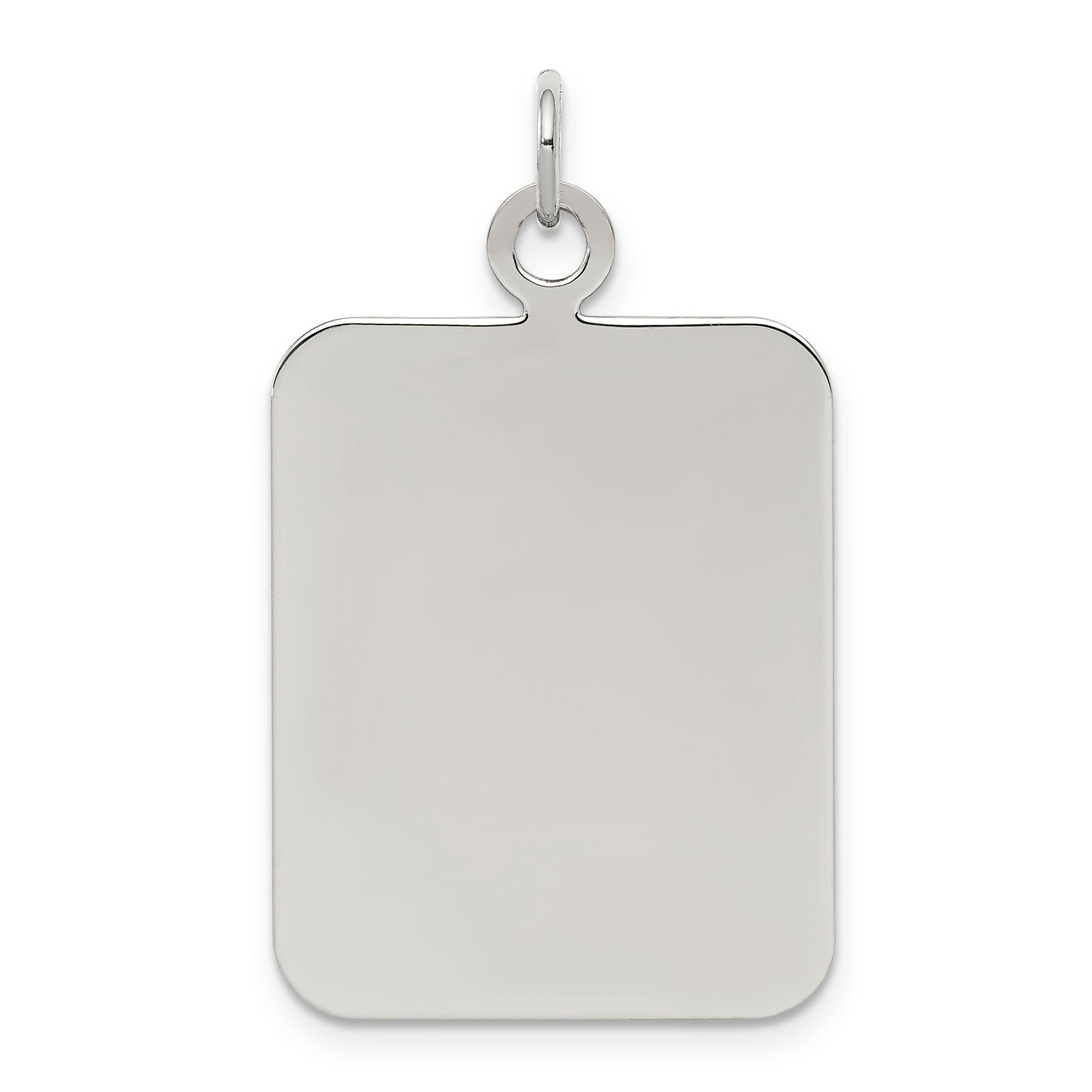 SS Rh-plt Engraveable Rectangle Polished Front/Satin Back Disc Charm Main image