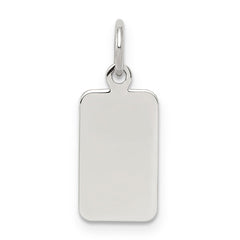 SS Rh-plt Engraveable Rectangle Polished Front/Satin Back Disc Charm