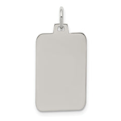 Sterling Silver Rhod.-plated Eng. Rect. Polish Front/Satin Back Disc Charm