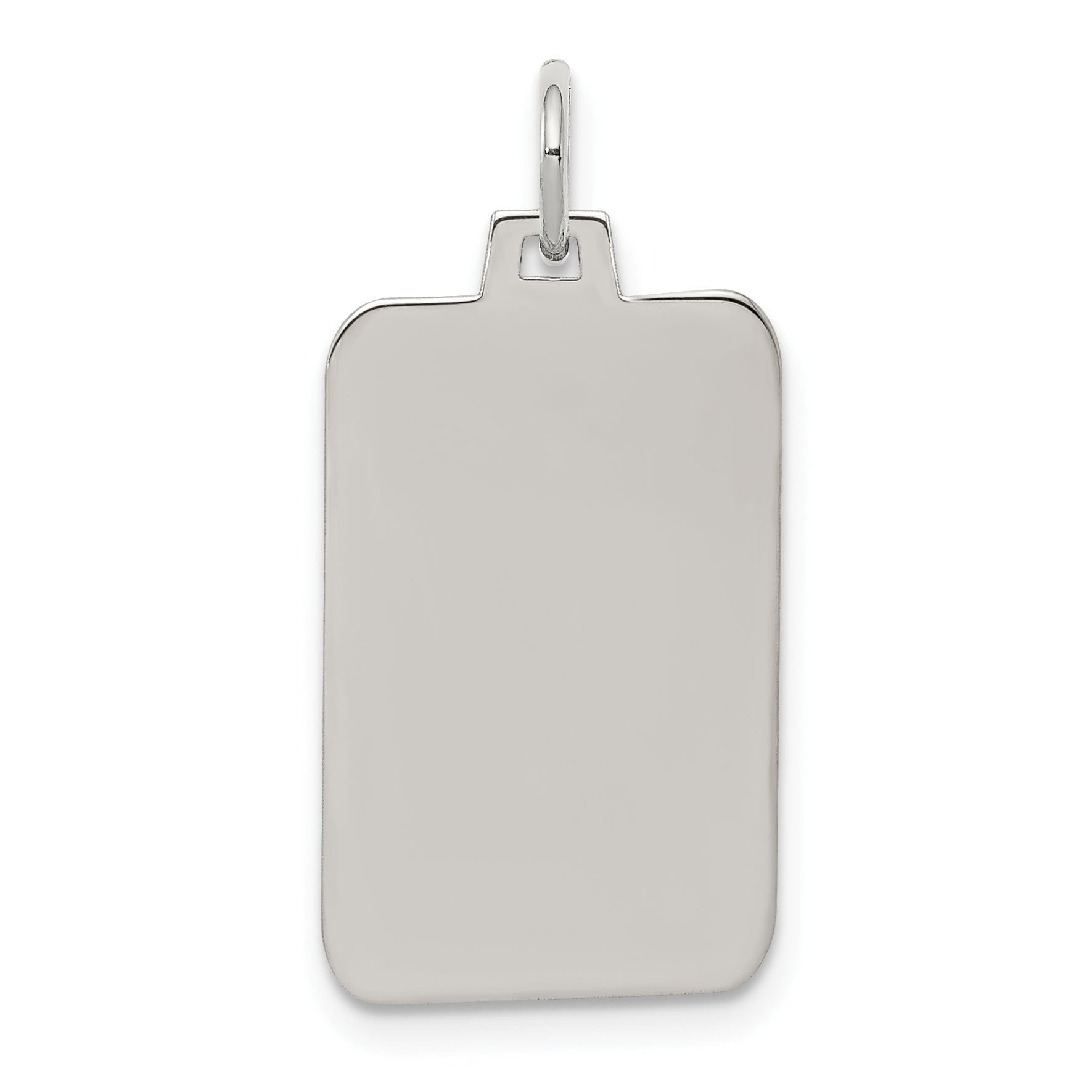 Sterling Silver Rhod.-plated Eng. Rect. Polish Front/Satin Back Disc Charm