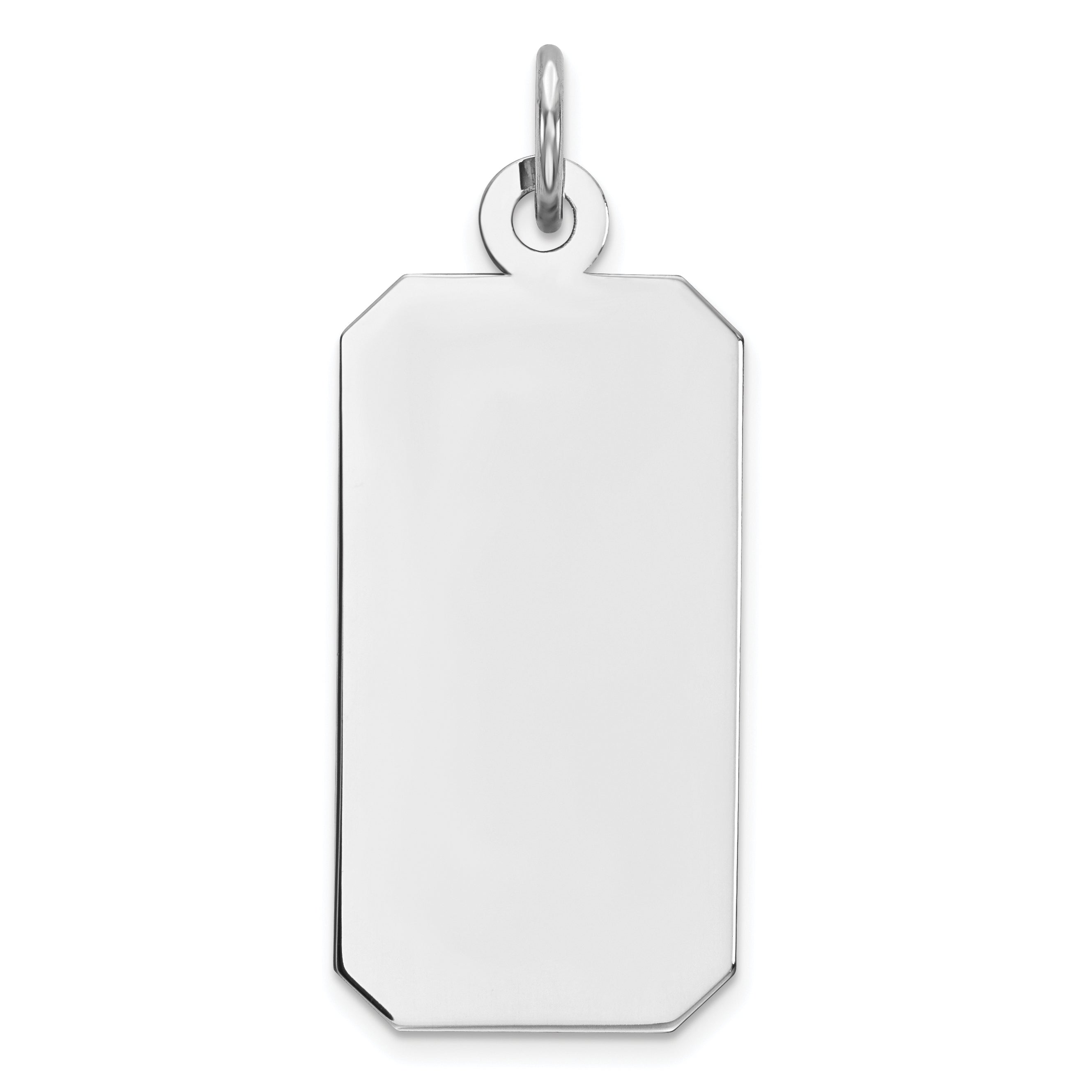 SS Rh-plt Engraveable Rectangle Polished Front/Satin Back Disc Charm Main image