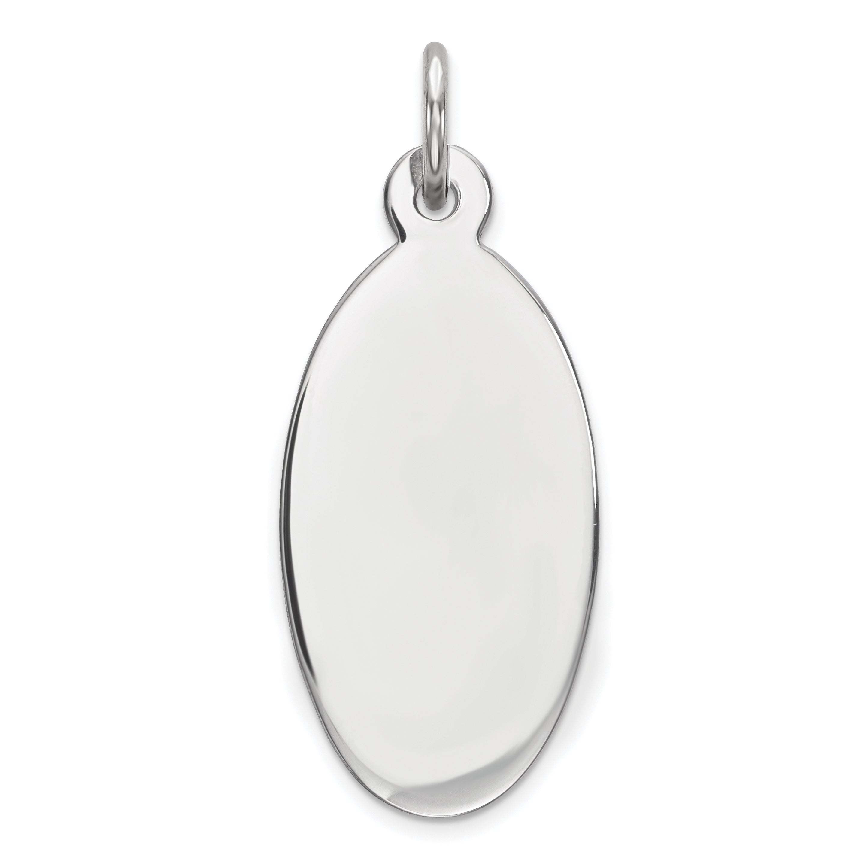 Sterl Silver Rh-plt Engraveable Oval Polished Front/Satin Back Disc Charm Main image