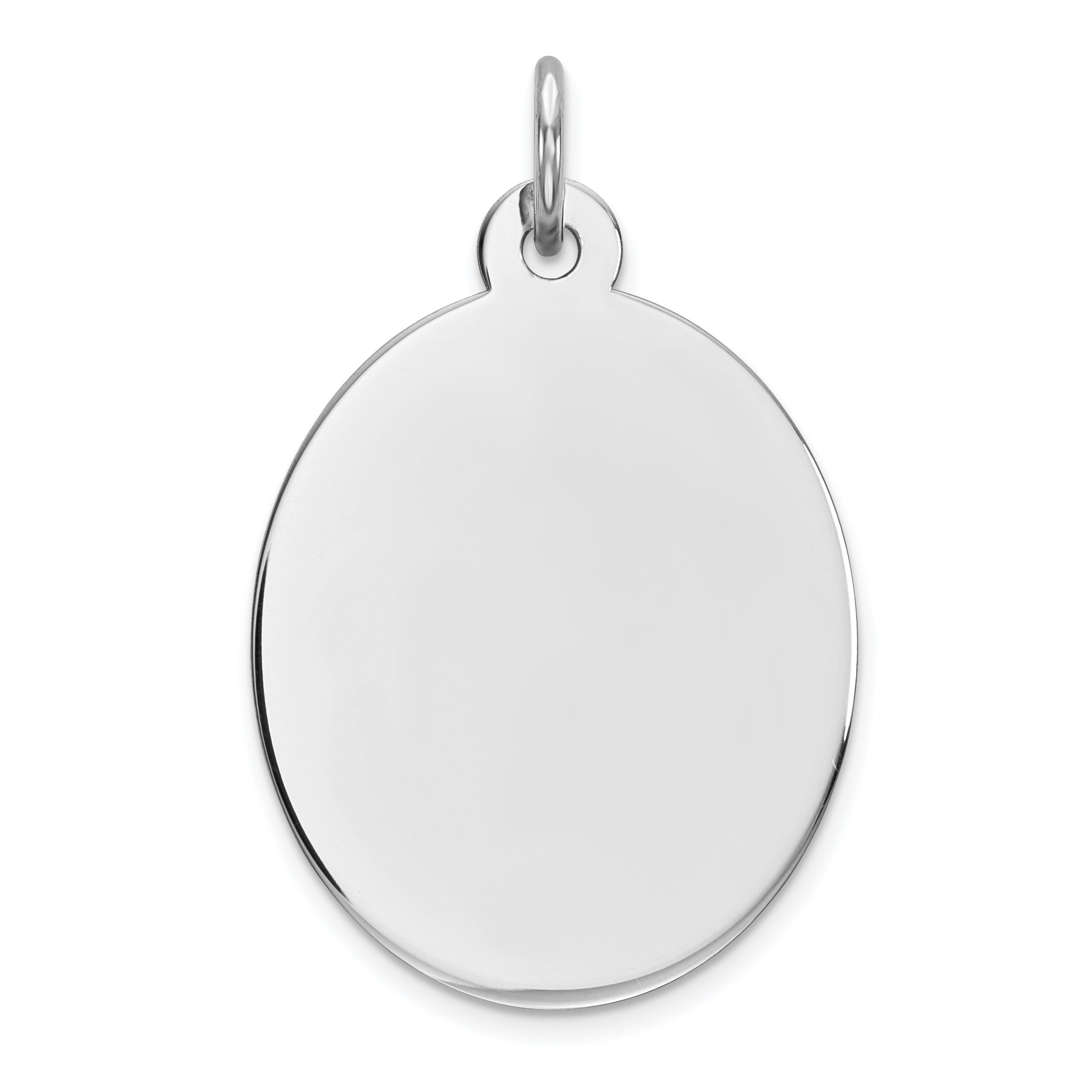 Sterling Silver Rhod-plate Eng. Oval Polish Front/Satin Back Disc Charm Main image