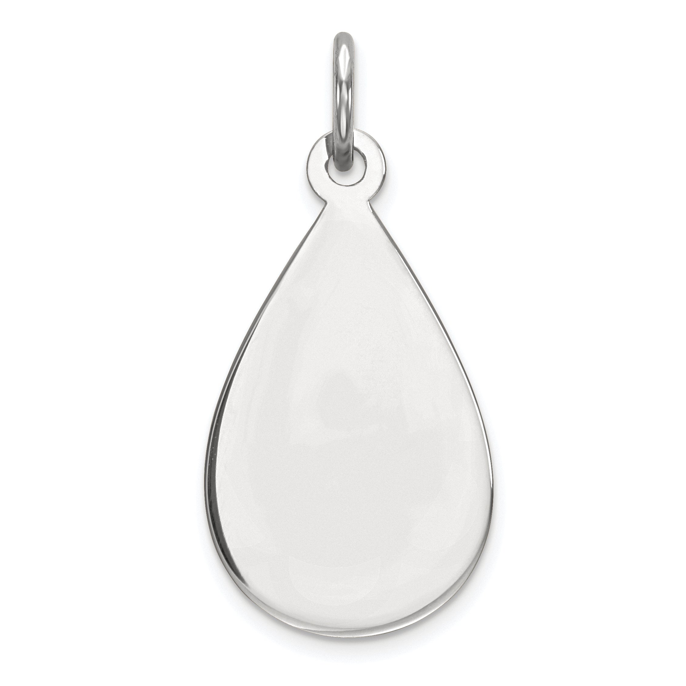 SS Rh-plt Engraveable Teardrop Polished Front/Satin Back Disc Charm Main image