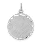 SS Rh-plt Engraveable Round Patterned Polished Front/Satin Back Disc