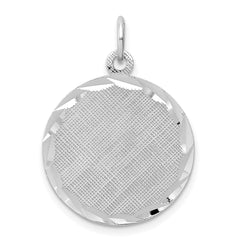 SS Rh-plt Engraveable Round Patterned Polished Front/Satin Back Disc