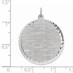 SS Rh-plt Engraveable Round Patterned Polished Front/Satin Back Disc