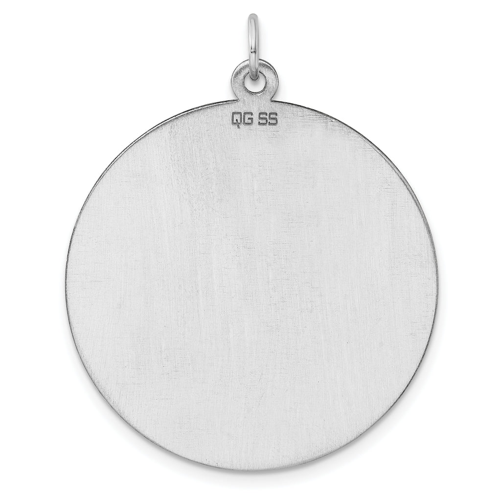 SS Rh-plt Engraveable Round Patterned Polished Front/Satin Back Disc