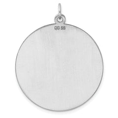 SS Rh-plt Engraveable Round Patterned Polished Front/Satin Back Disc