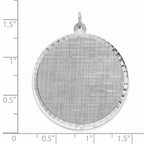 SS Rh-plt Engraveable Round Patterned Polished Front/Satin Back Disc