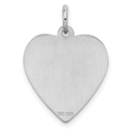 SS Rh-plt Engraveable Heart Patterned Polished Front/Satin Back Disc