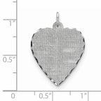 SS Rh-plt Engraveable Heart Patterned Polished Front/Satin Back Disc