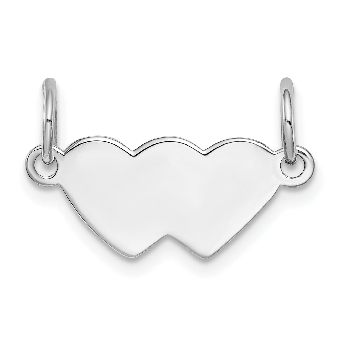 SS Rh-plt Engraveable Double Heart Polished Front/Satin Back Plate Main image