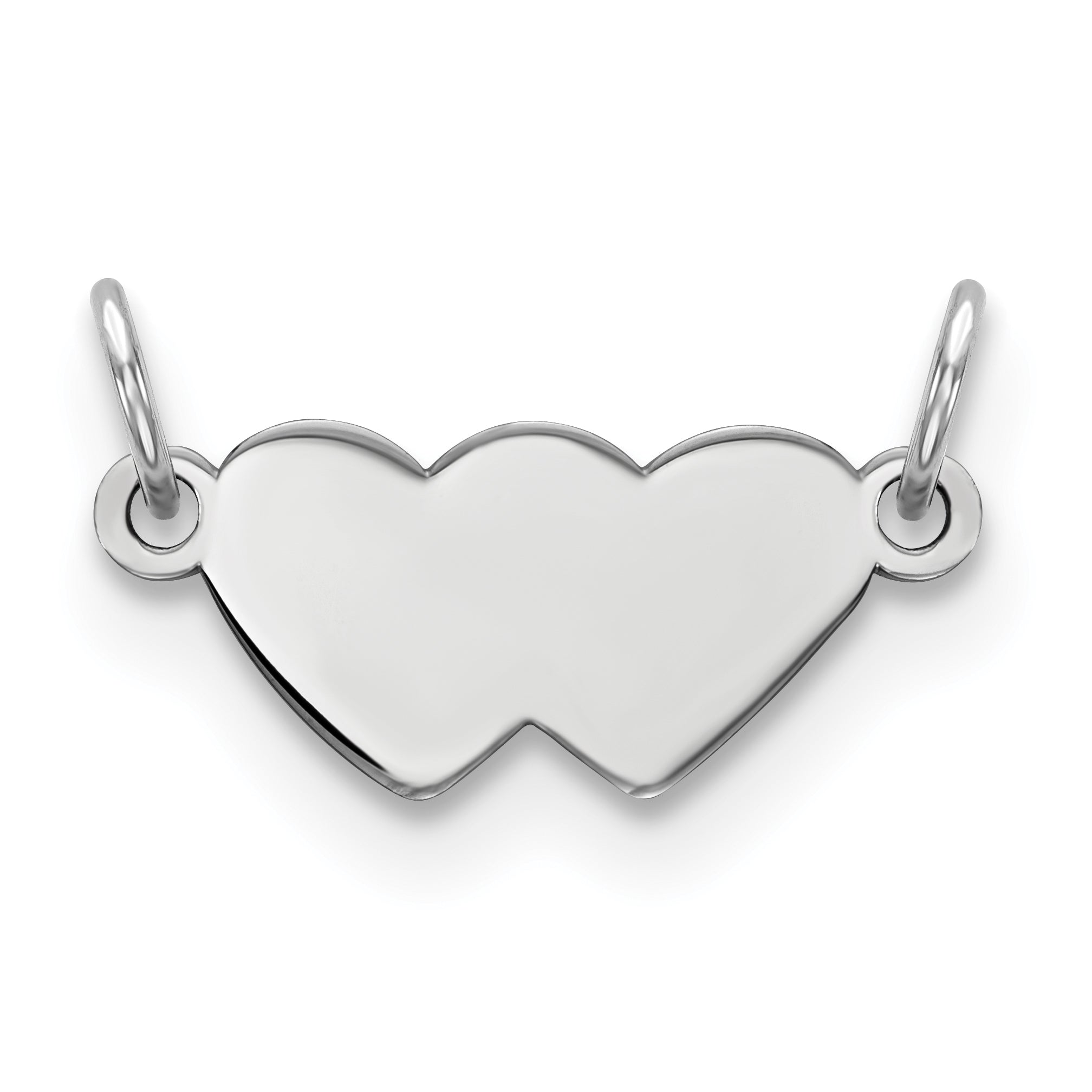 SS Rh-plt Engraveable Double Heart Polished Front/Satin Back Plate