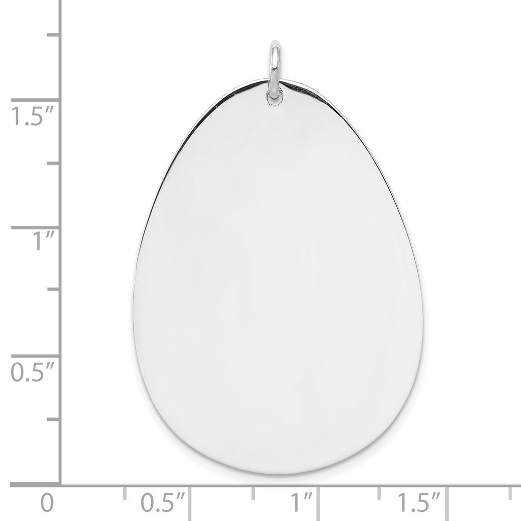 Sterling Silver Rh-plt Engraveable Polished Front/Satin Back Disc Charm