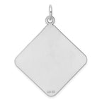 Sterling Silver Rh-plt Engraveable Polished Front/Satin Back Disc Charm