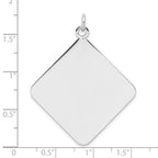 Sterling Silver Rh-plt Engraveable Polished Front/Satin Back Disc Charm