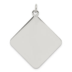 Sterling Silver Rh-plt Engraveable Polished Front/Satin Back Disc Charm