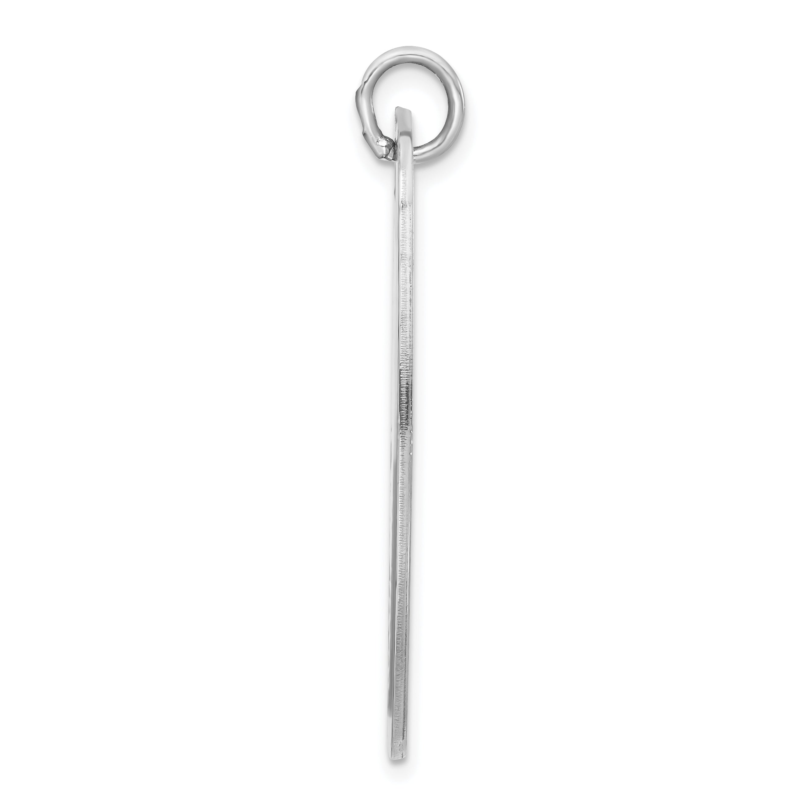 Sterling Silver Rhodium-plated Engraveable Polished & Striped Front/Satin Back Disc Charm Secondary image