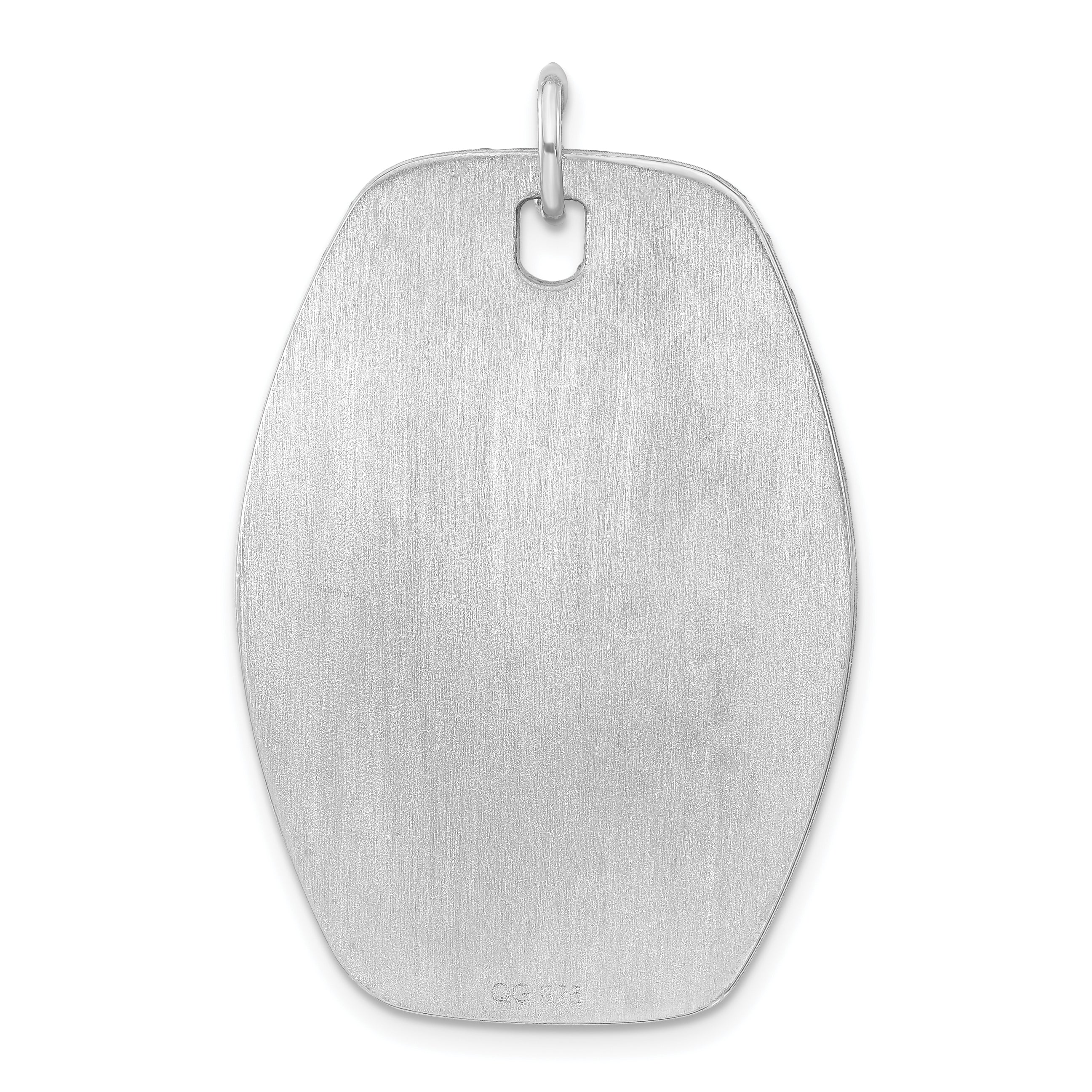 Sterling Silver Rhodium-plated Engraveable Polished & Striped Front/Satin Back Disc Charm