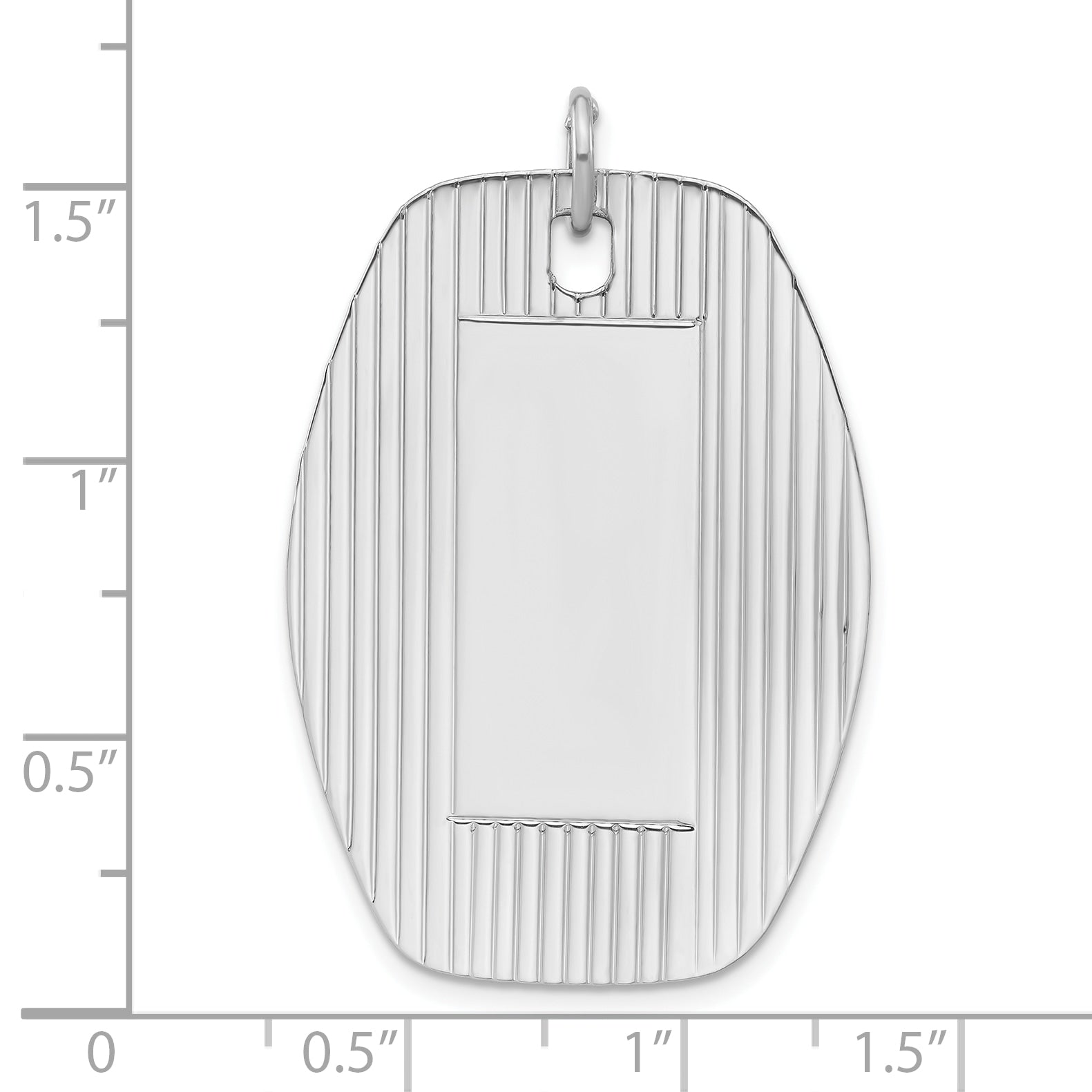 Sterling Silver Rhodium-plated Engraveable Polished & Striped Front/Satin Back Disc Charm