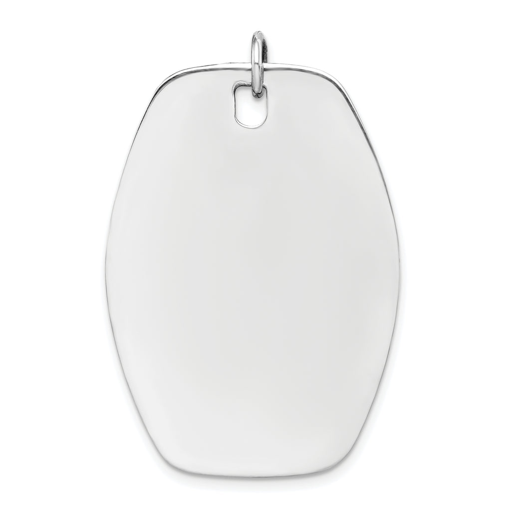 Sterling Silver Rh-plt Engraveable Polished Front/Satin Back Disc Charm