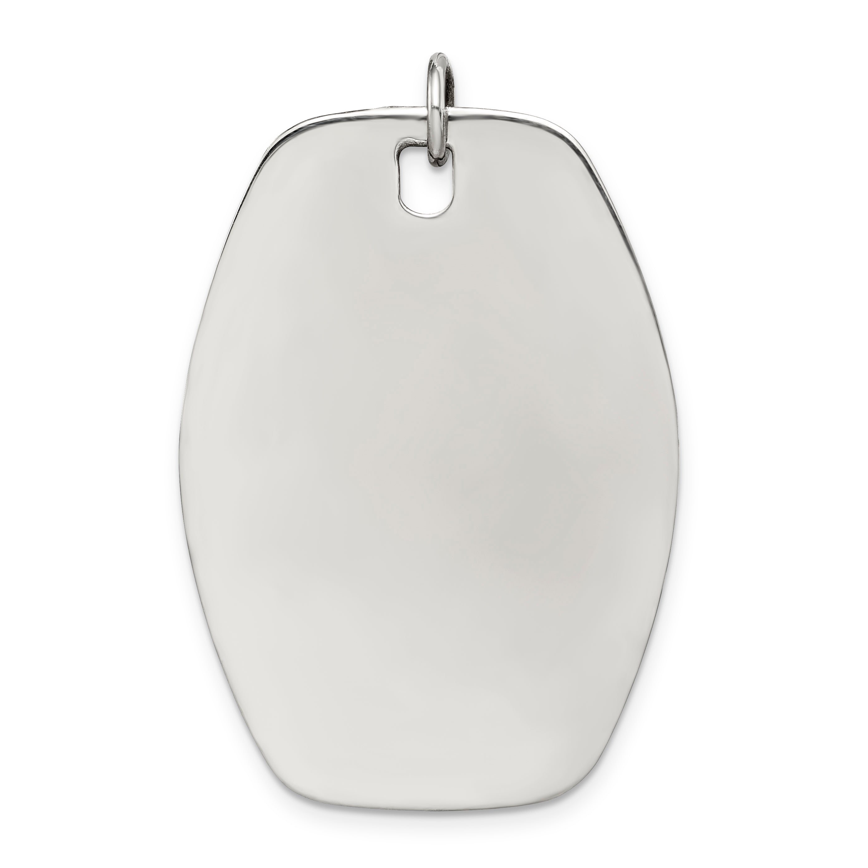 Sterling Silver Rh-plt Engraveable Polished Front/Satin Back Disc Charm