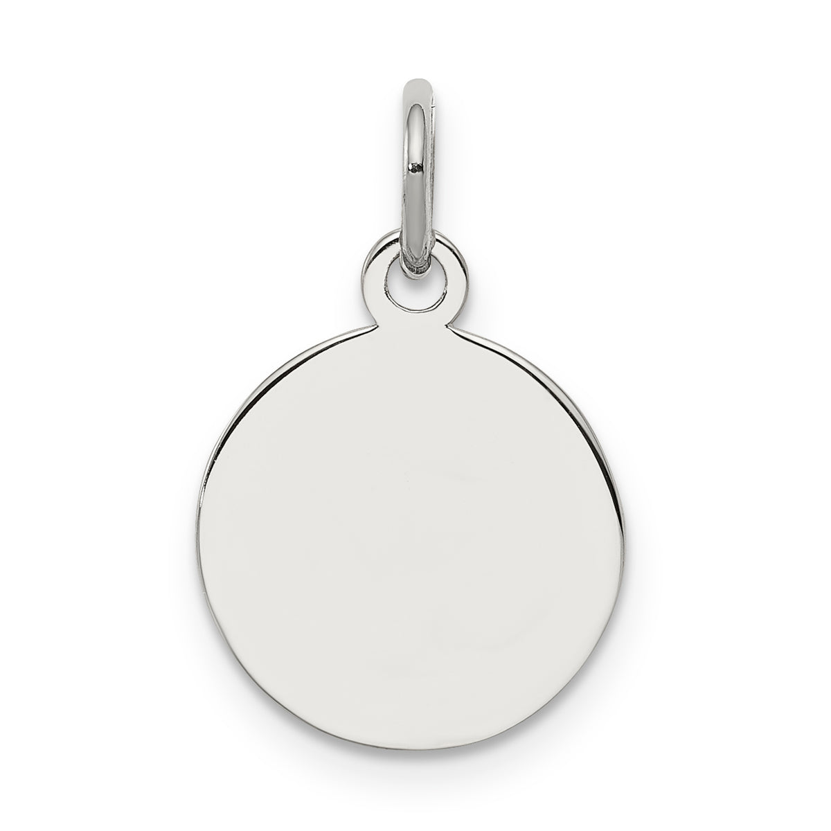 SS Rh-plt Engraveable Round Polished Front/Satin Back Disc Charm