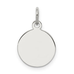 SS Rh-plt Engraveable Round Polished Front/Satin Back Disc Charm