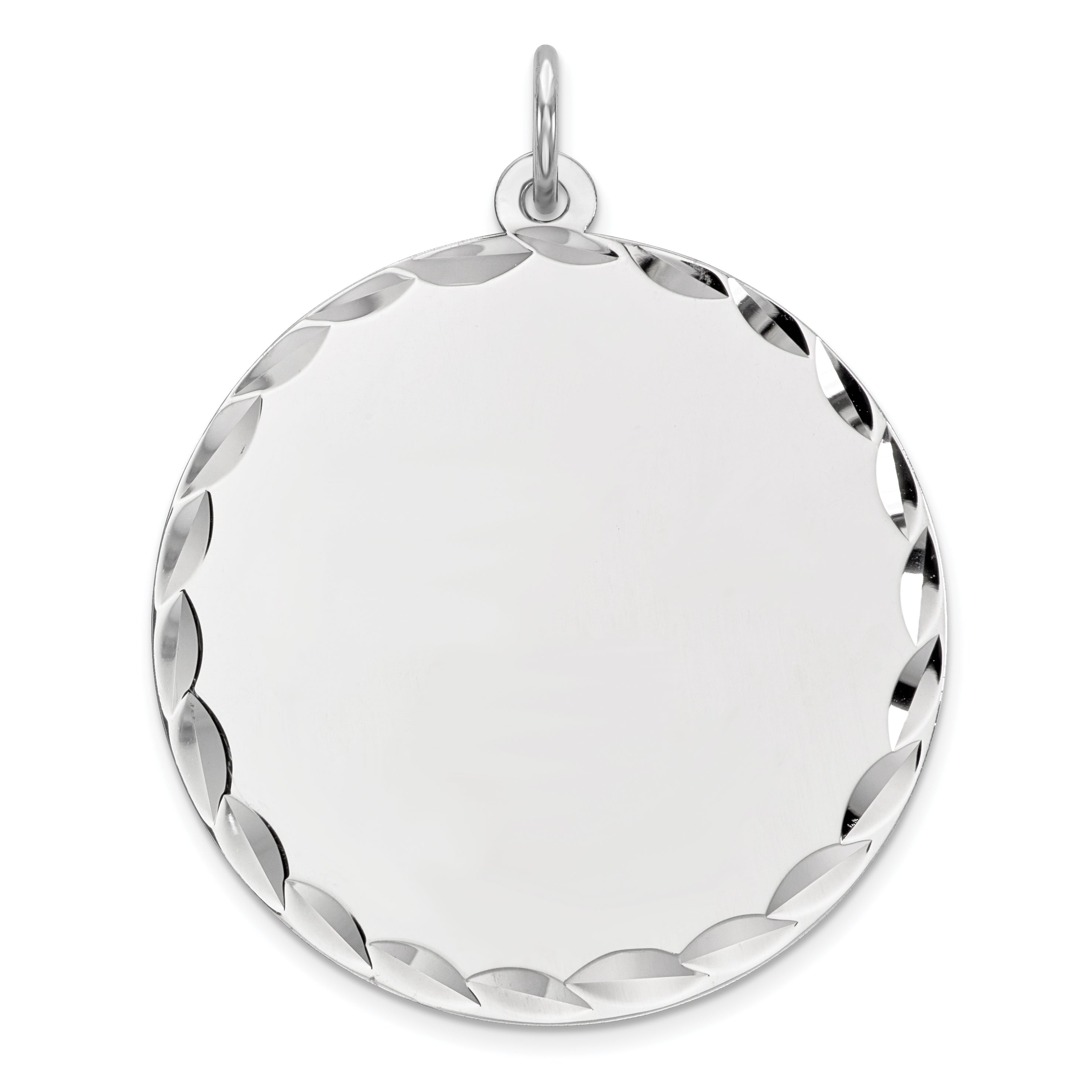 Sterling Silver Rhod-plated Eng. Rnd Polish Front/Satin Back Disc Charm Main image