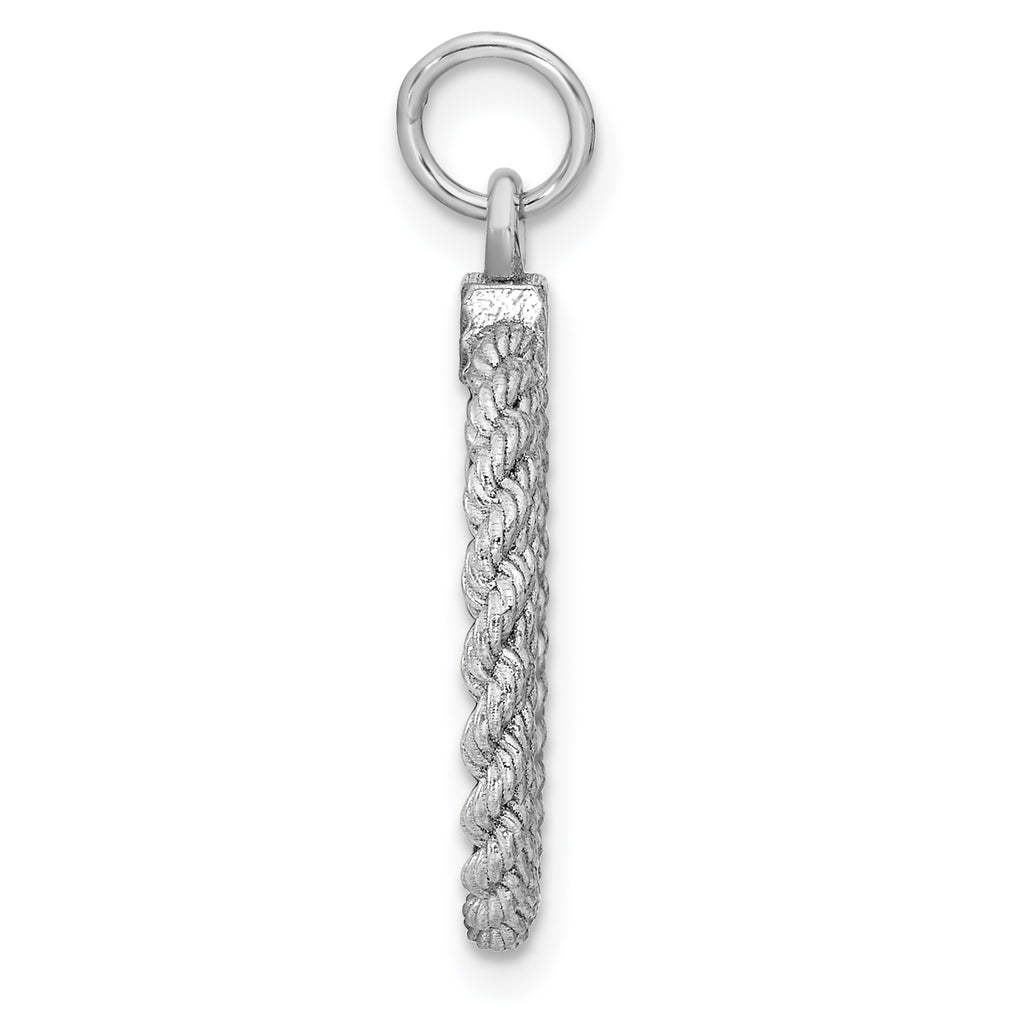Sterling Silver Rhod-plated Eng. Rnd w/Rope Polish Front/Satin Back Disc