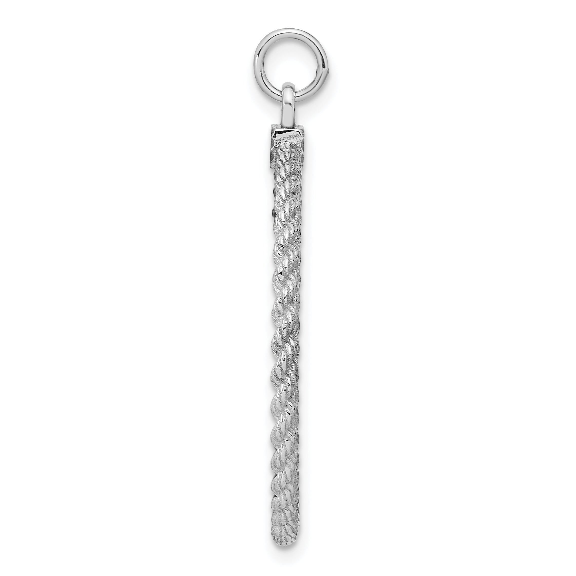 Sterling Silver Rhod-plated Eng. Rnd w/Rope Polish Front/Satin Back Disc Secondary image