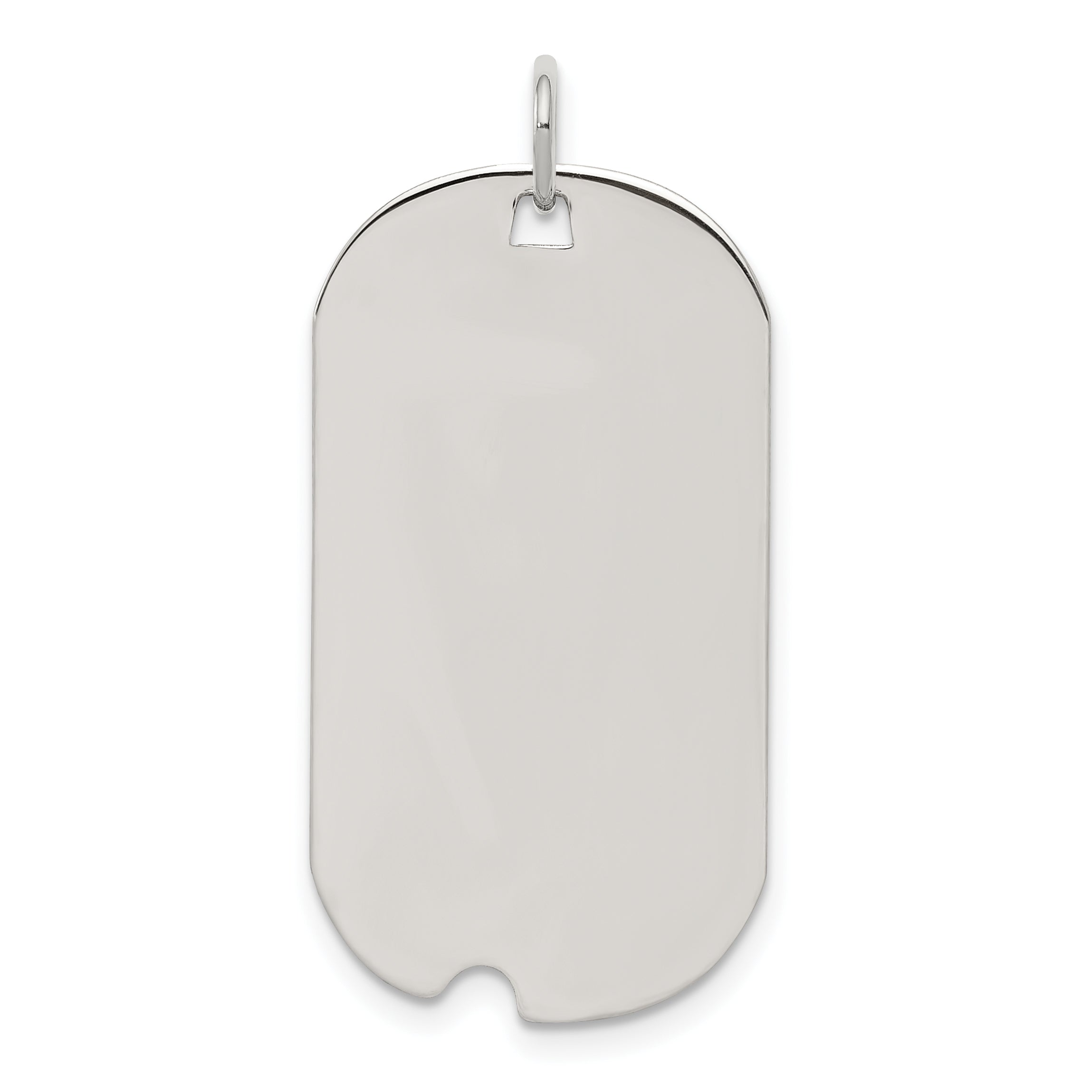 Sterling Silver Rhod.-plate Eng. Dog Tag Polish Front/Satin Back Disc Charm Main image
