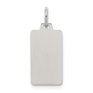 Sterling Silver Rhod-plate Eng. Rect. Polish Front/Satin Back Disc Charm