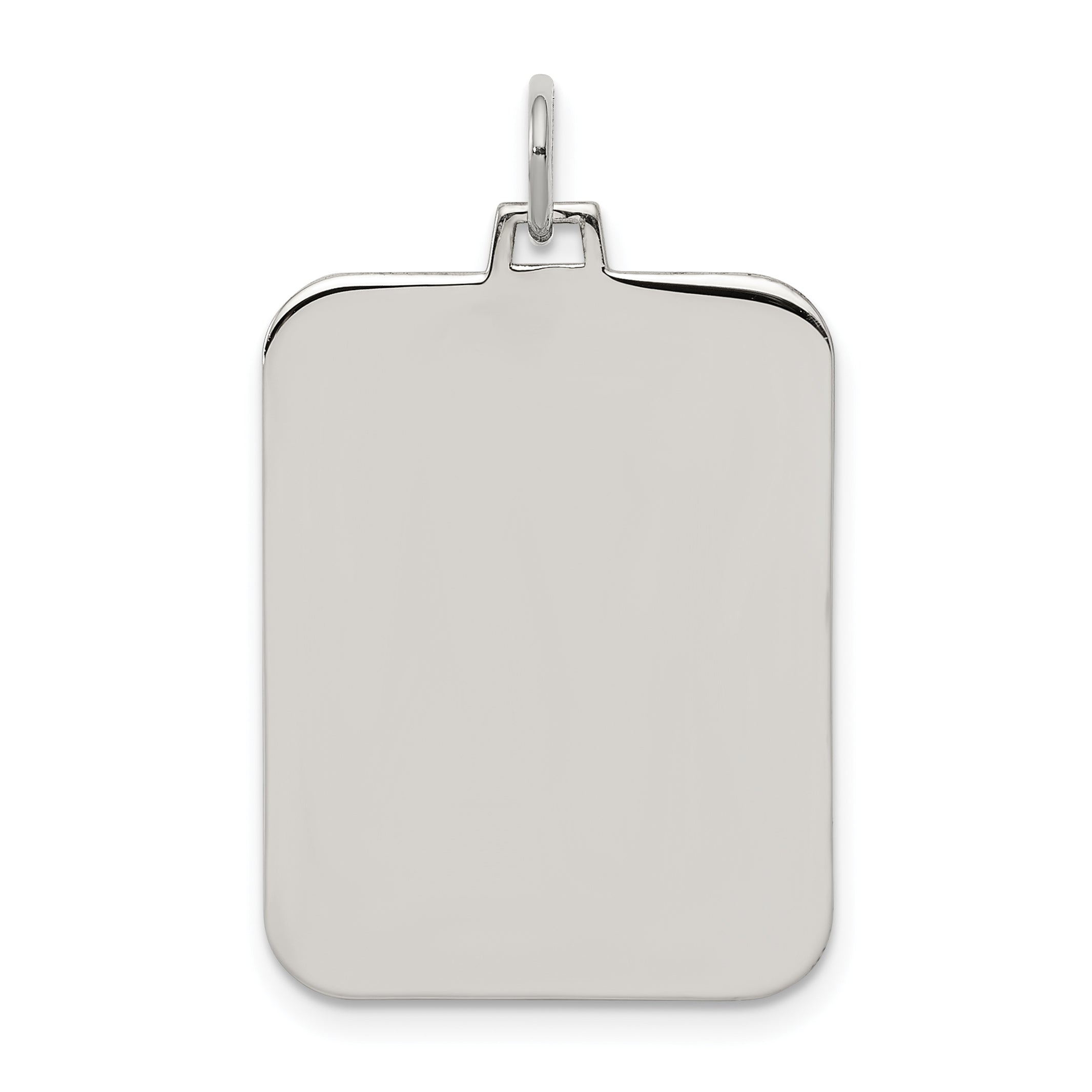 Sterling Silver Rhod-plate Eng. Rect. Polish Front/Satin Back Disc Charm Main image