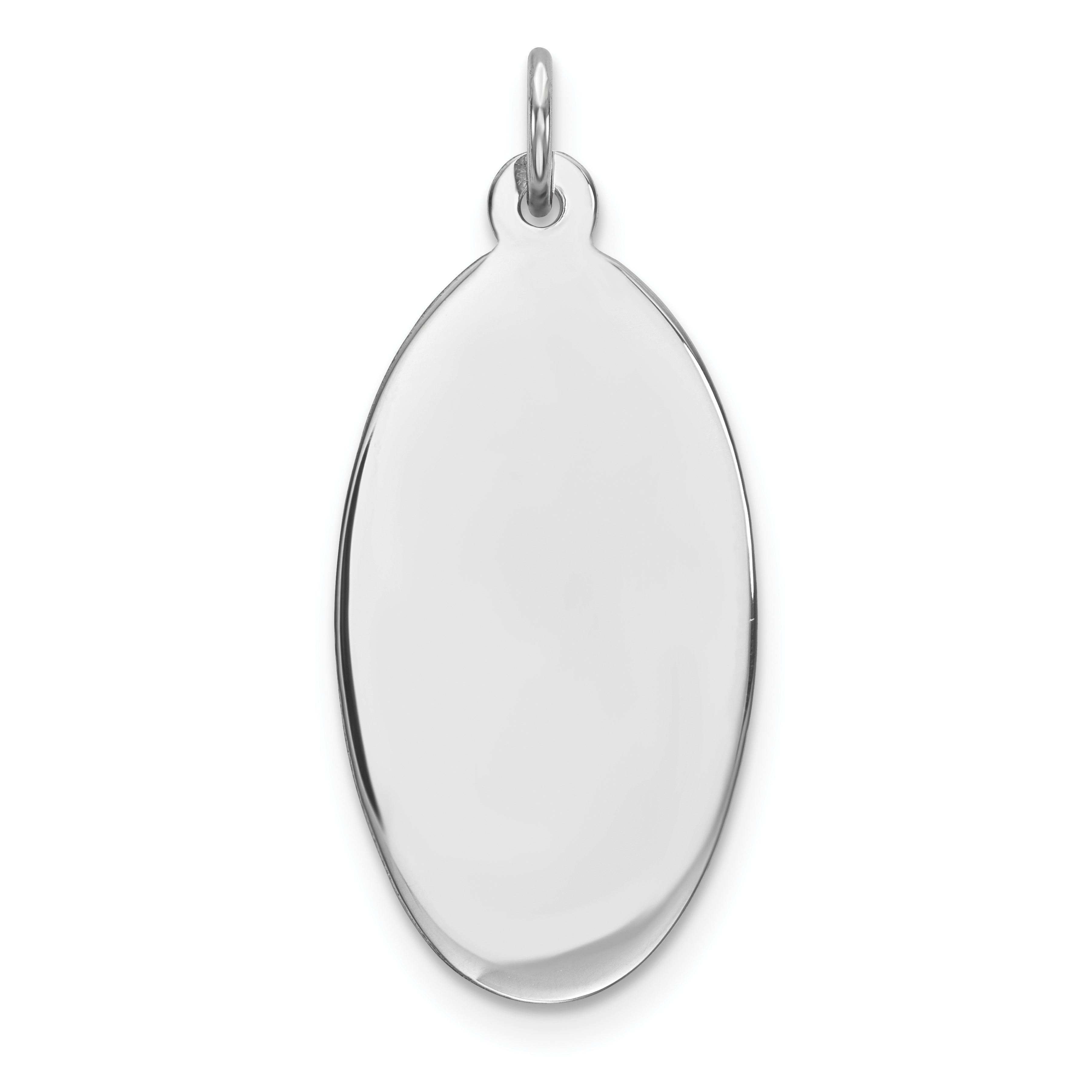 Sterling Silver Rhod-plate Eng. Oval Polish Front/Satin Back Disc Charm Main image
