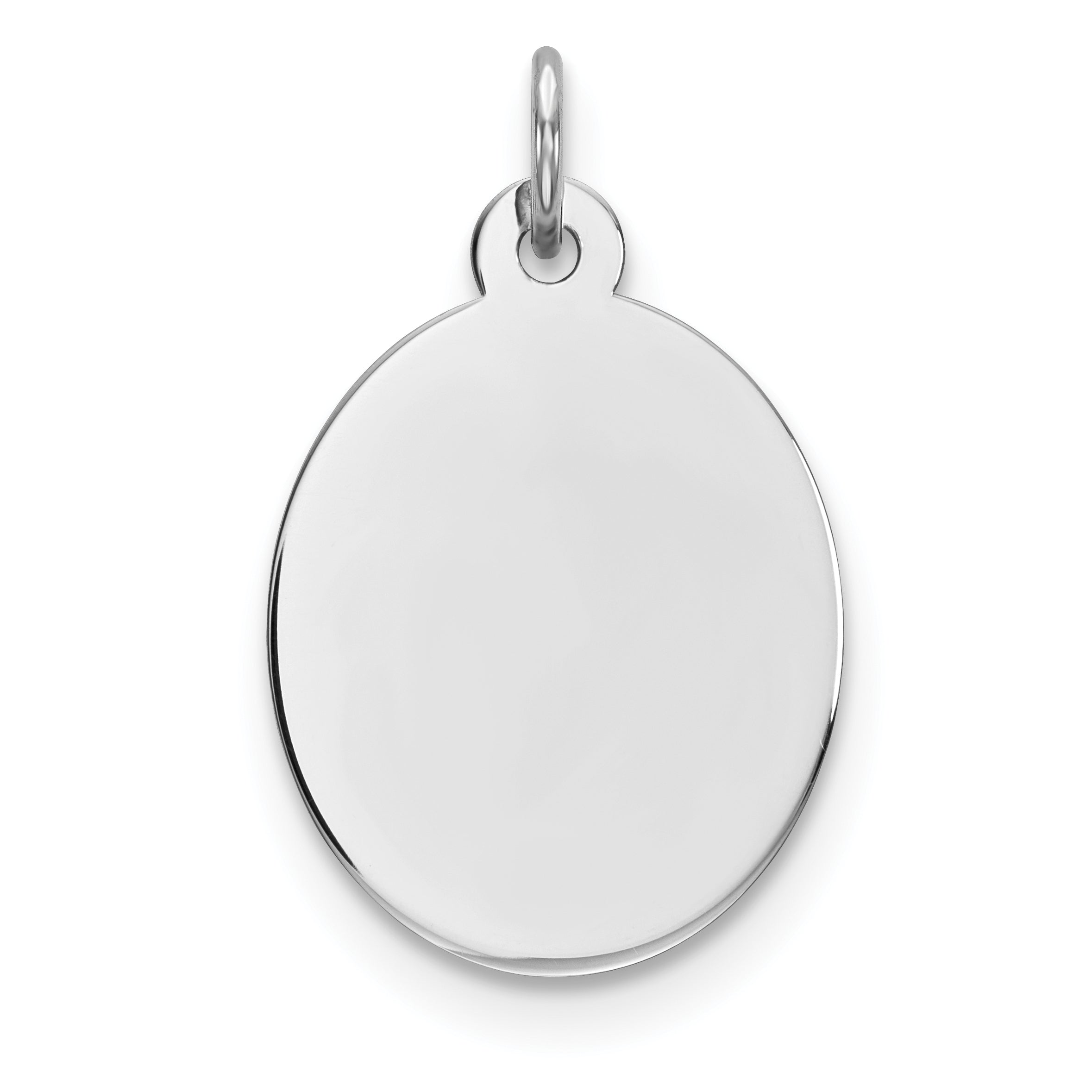 Sterling Silver Rhod-plate Eng. Oval Polish Front/Satin Back Disc Charm Main image