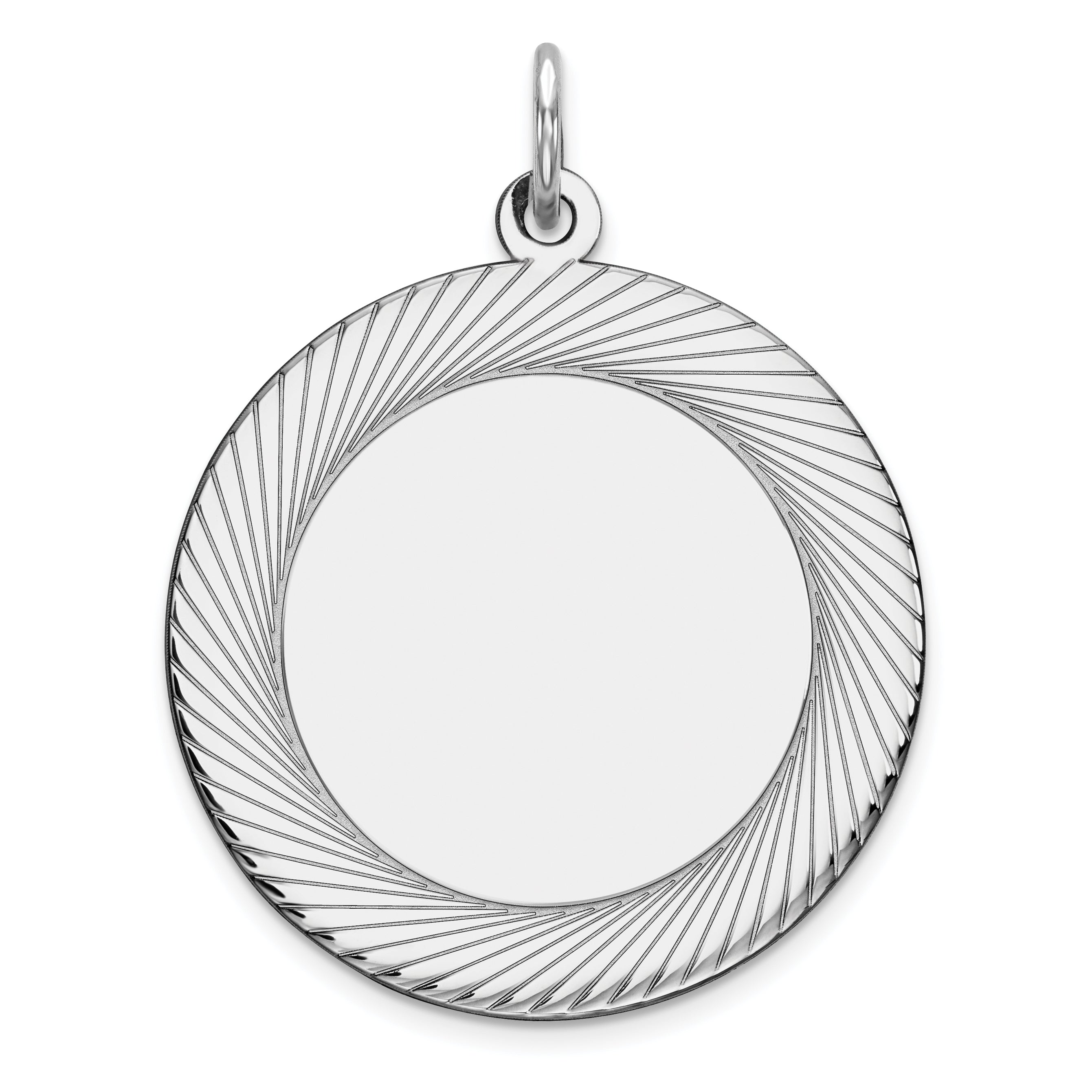 Sterling Silver Rhod-plated Eng. Round Polish Front/Satin Back Disc Charm Main image