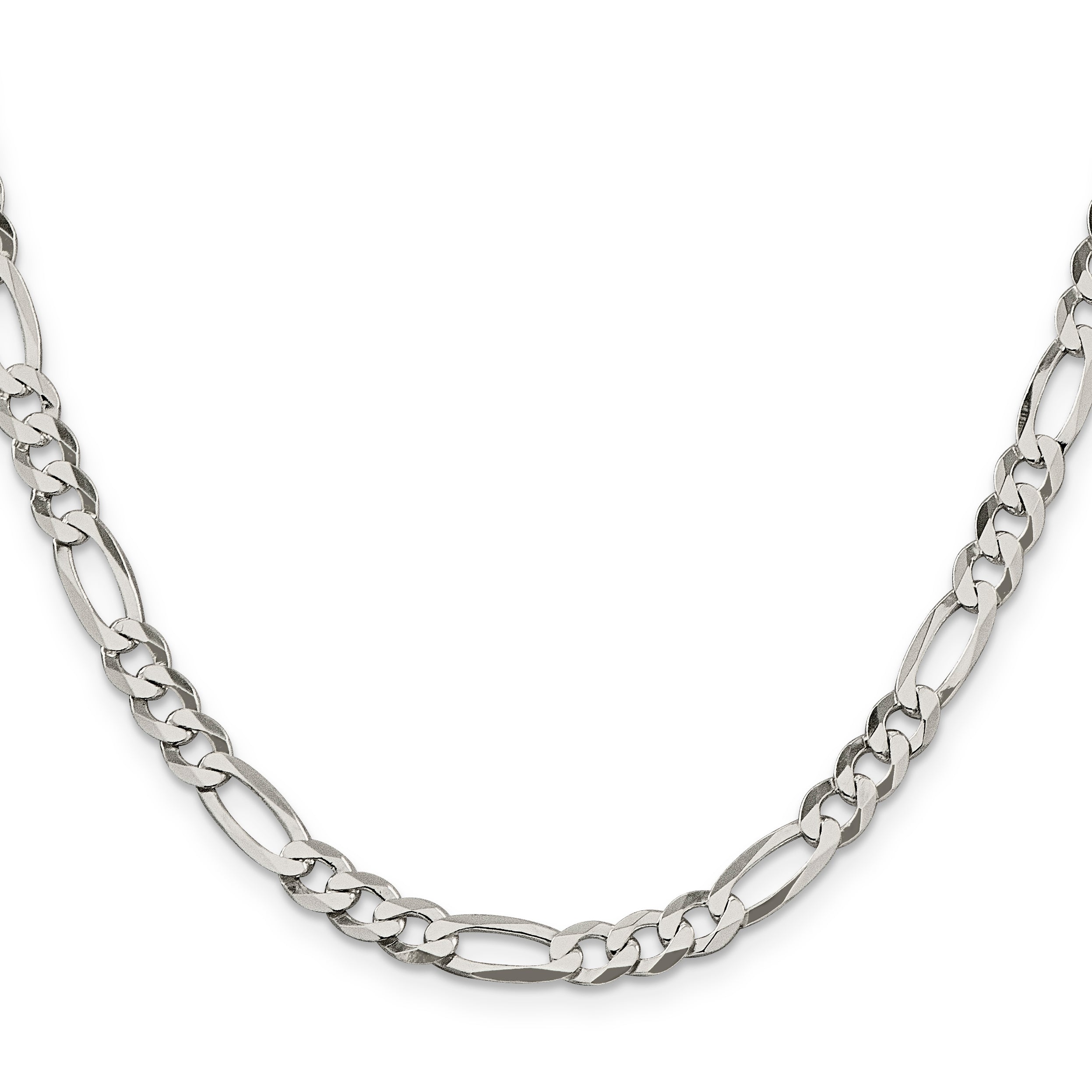 Sterling Silver 5.5mm Lightweight Flat Figaro Chain