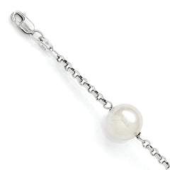 Majestik Sterling Silver Rhodium-plated 10-11mm White Imitation Shell Pearl Hand-knotted 4 Station Bracelet